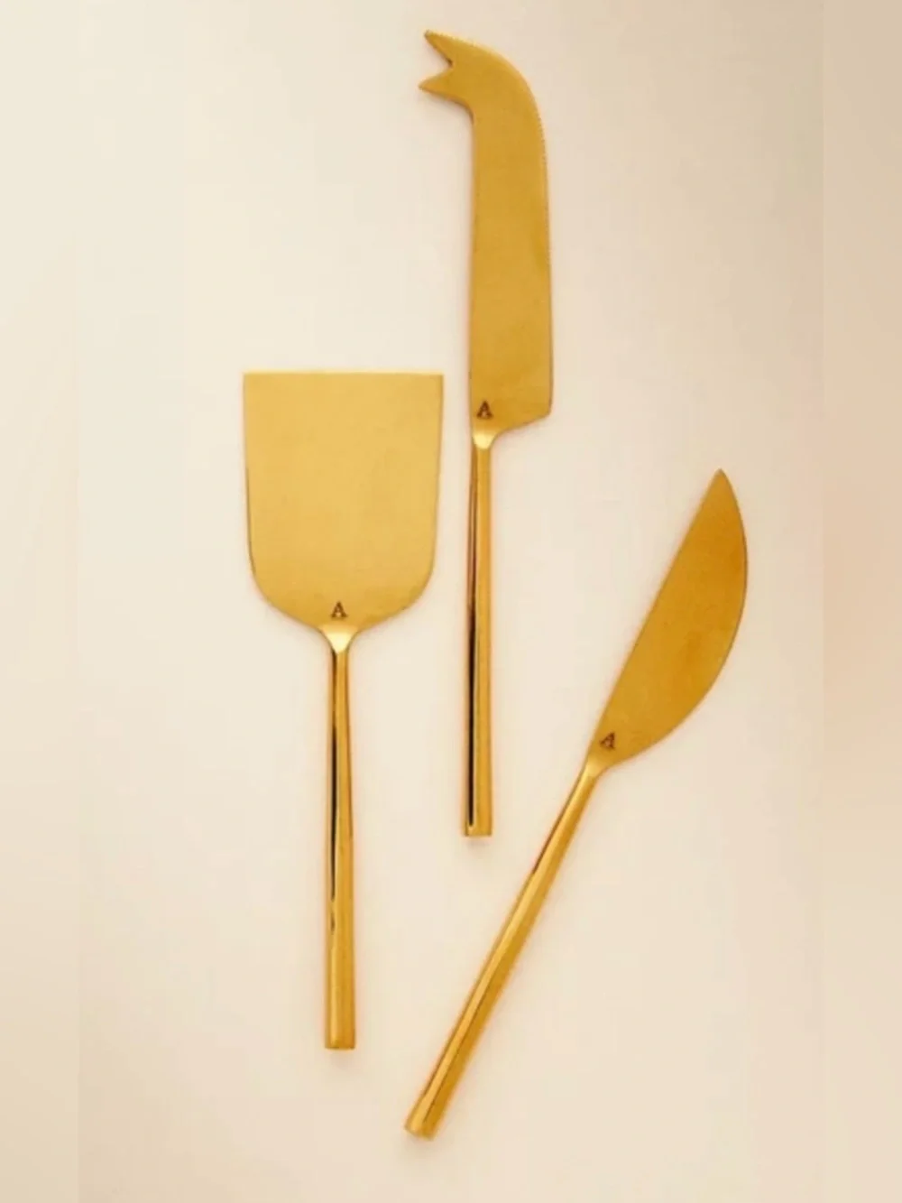 Anthropologie Gather Streamlined Gold Cheese Knife Set